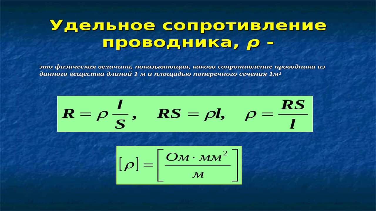 Удельное сопротивление меди, алюминия, нихрома, стали и других проводников